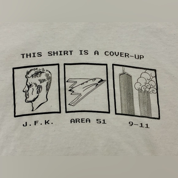 Rare Vtg Men’s Large This Shirt Is a Cover Up Conspiracy Theory T Shirt Unisex - Picture 2 of 11